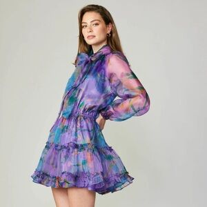 Current air Los Angeles purple floral mini dress.